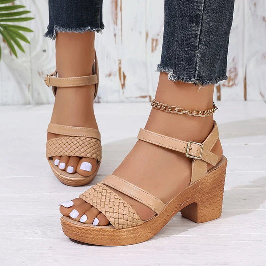 Dames Platform Sandalen Geweven