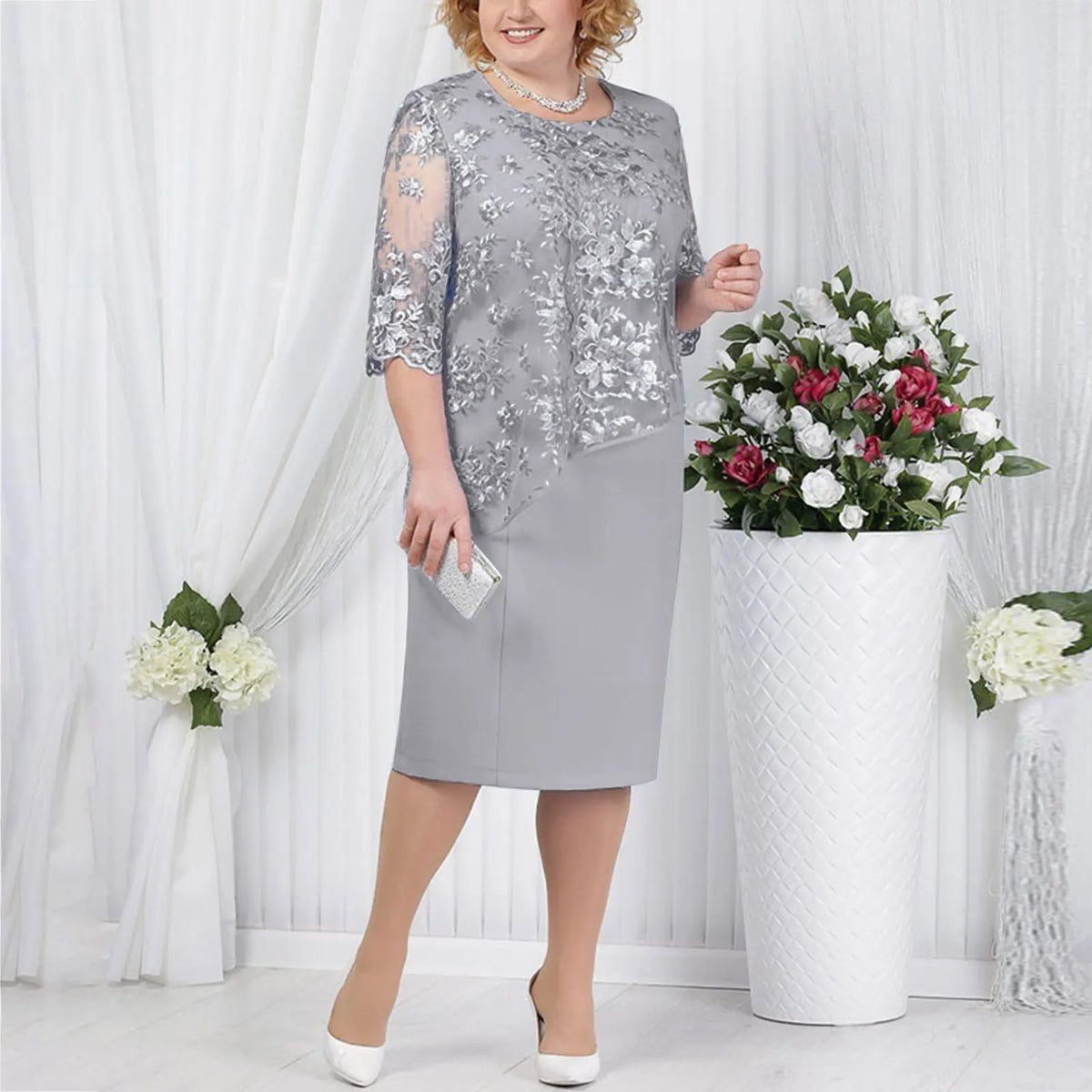 Dames Midi Jurk Korte Mouwen