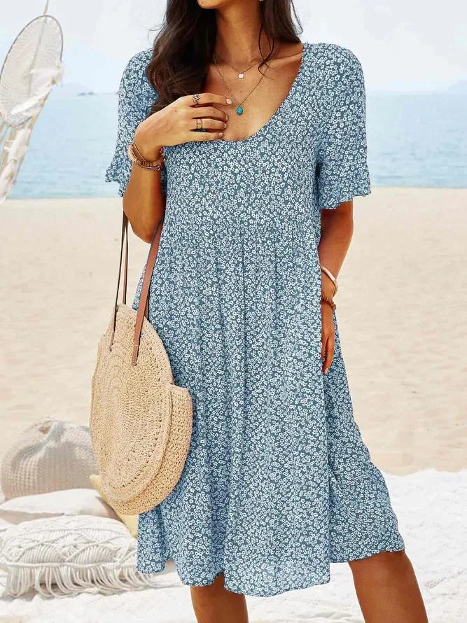 Dames Zomer Midi Jurk Bloemenprint