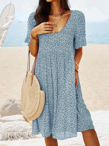 Dames Zomer Midi Jurk Bloemenprint