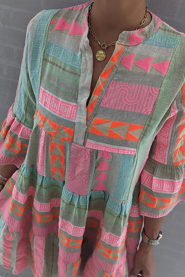 Dames Lente Mini Jurk Gelaagd Ontwerp