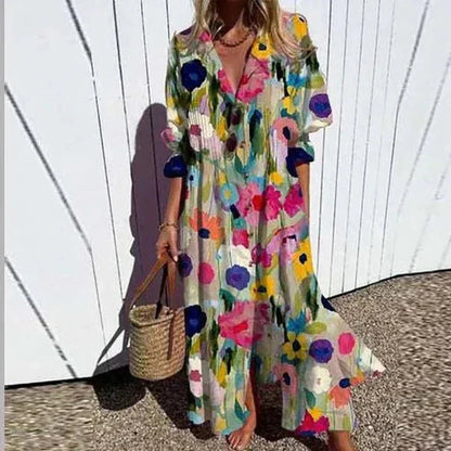 Dames Bohemian Maxi Jurk met Luchtige Pasvorm