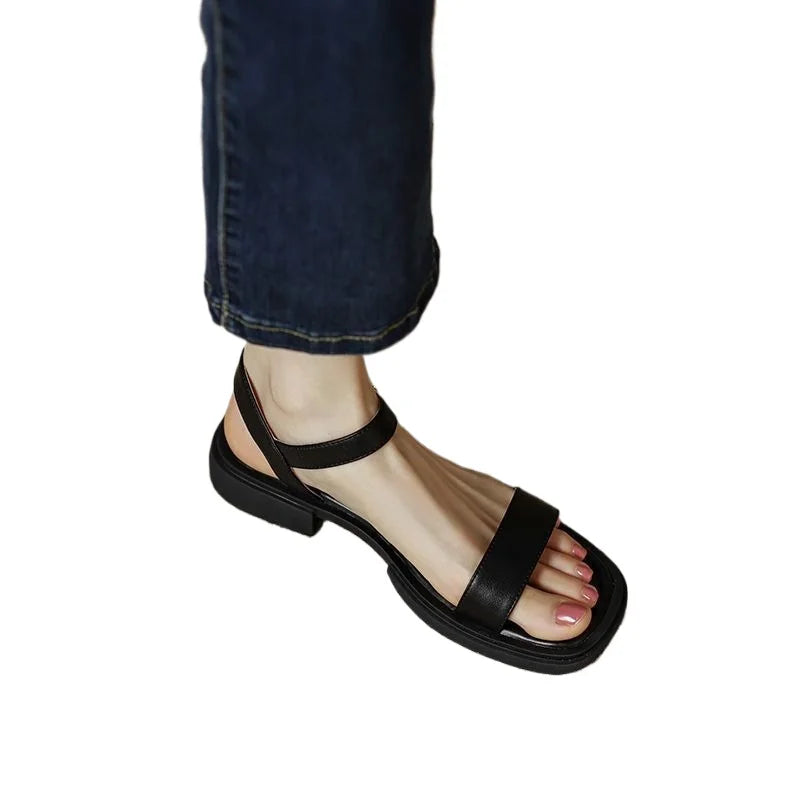 Dames Platte Open Teen Sandalen met Ba