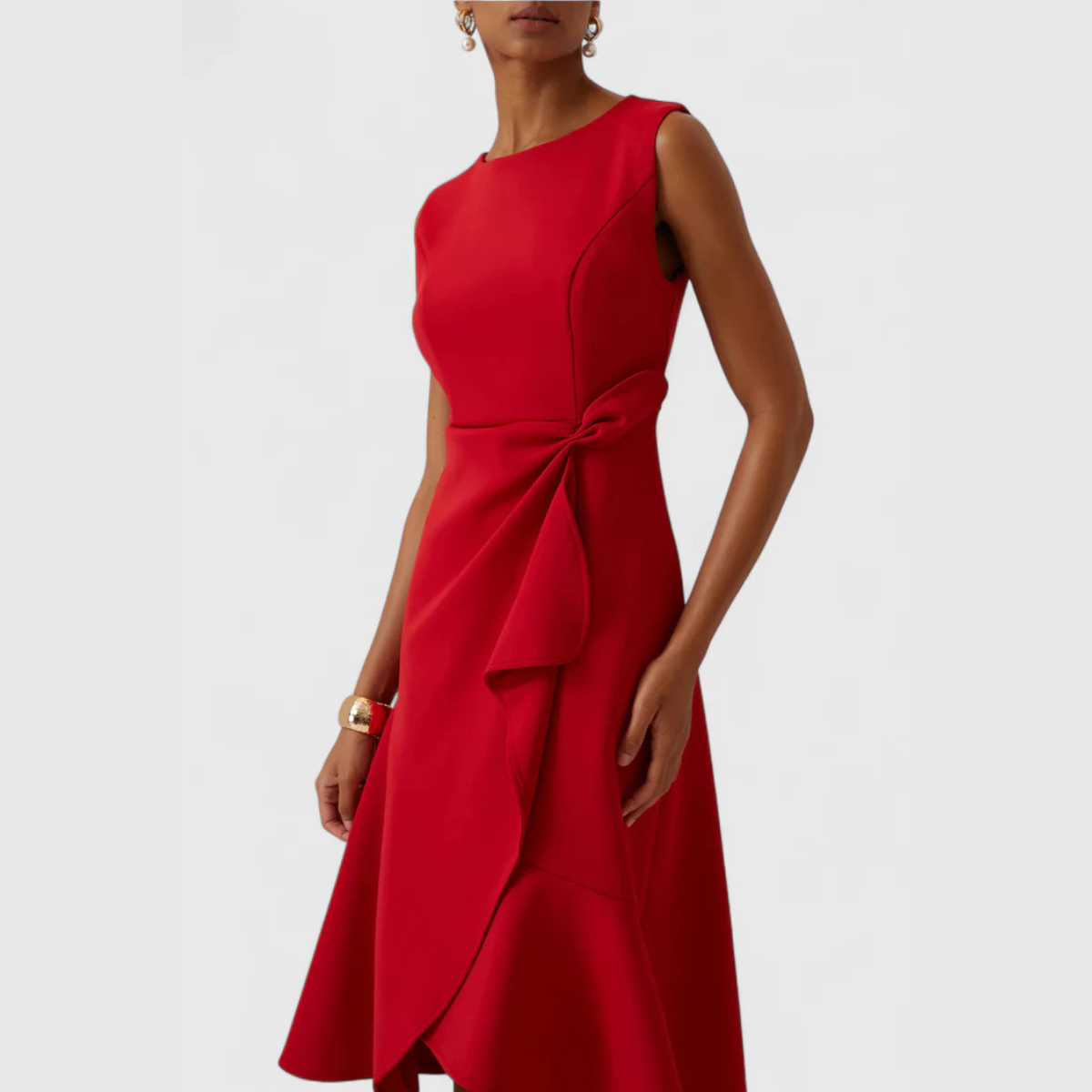 Dames Gedrapeerde Asymmetrische Midi Jurk