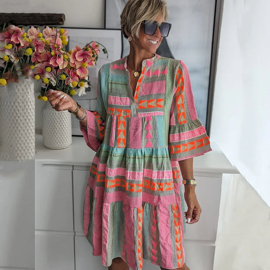 Dames Lente Mini Jurk Gelaagd Ontwerp