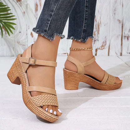 Dames Platform Sandalen Geweven