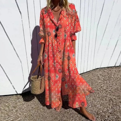 Dames Elegante Maxi Jurk met Vloeiende Pasvorm