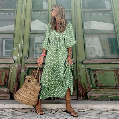Dames Moeiteloze Lente Midi Jurk
