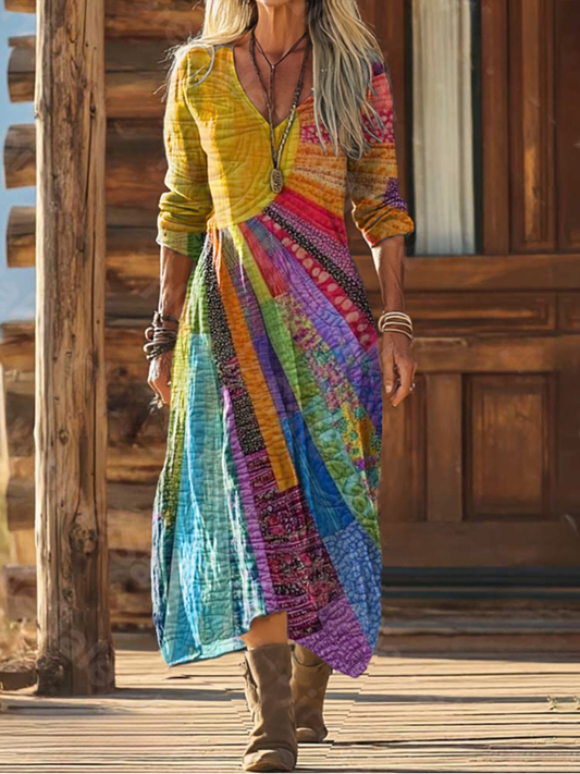Dames Bohemian Midi Jurk met Elegante Uitstraling
