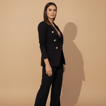 Dames Dubbelrijig Broekpak Elegante Stijl