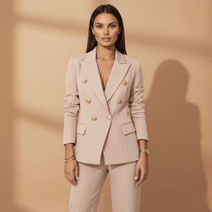 Dames Dubbelrijig Broekpak Elegante Stijl