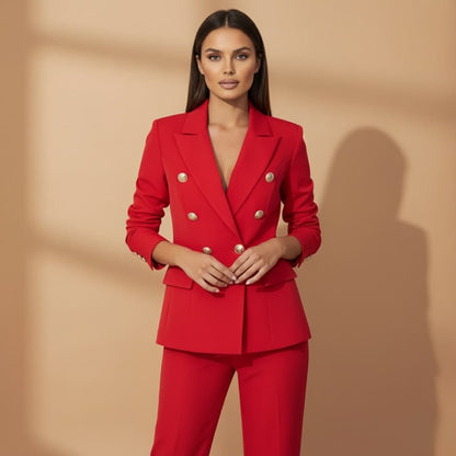 Dames Dubbelrijig Broekpak Elegante Stijl