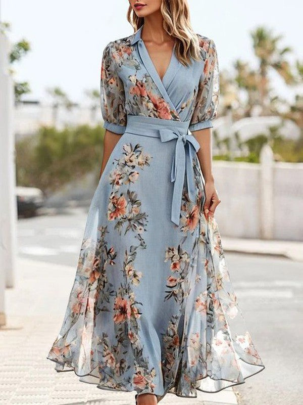 Dames V Hals Midi Jurk