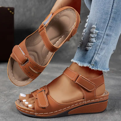 Dames Platform Sandalen met Enkelband en Open Teen