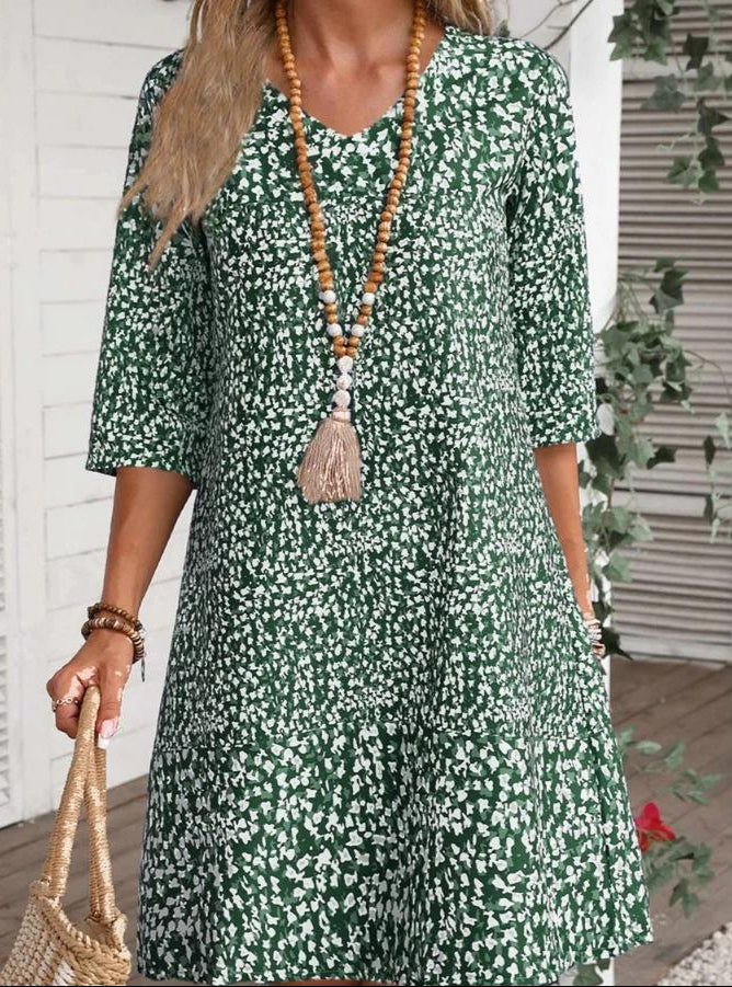 Dames Bohemian Midi Jurk Bloemenprint