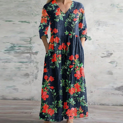 Dames Elegante Retro Maxi Jurk