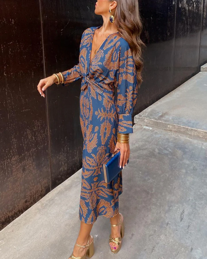 Dames Maxi Jurk met Gedraaide Taille