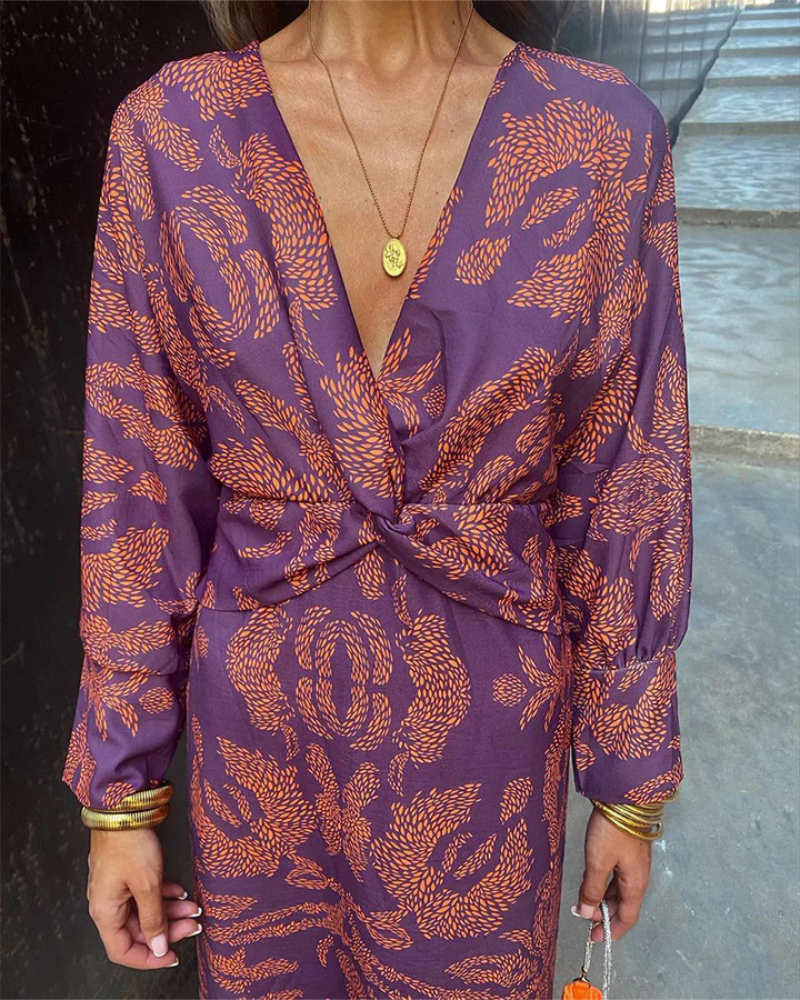 Dames Maxi Jurk met Gedraaide Taille