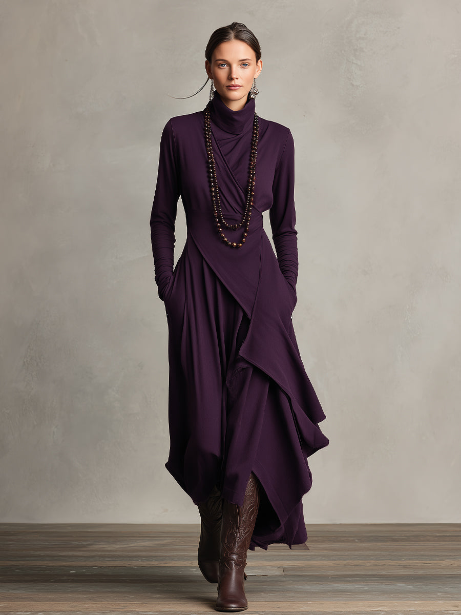 Dames Asymmetrische Gebreide Maxi Jurk