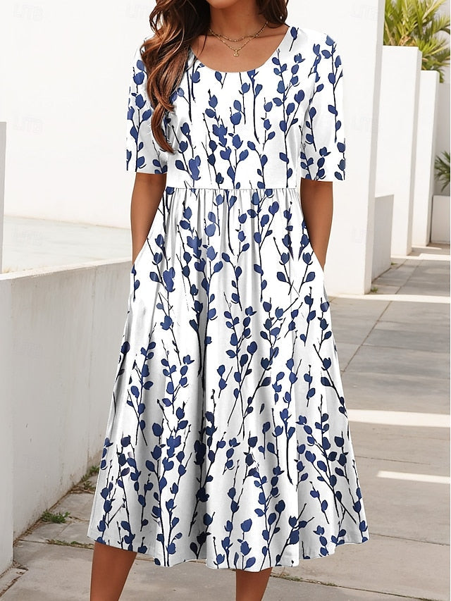 Dames Luchtige Midi Jurk Bloemenprint