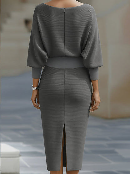 Dames Gedrapeerde Midi Jurk Elegant
