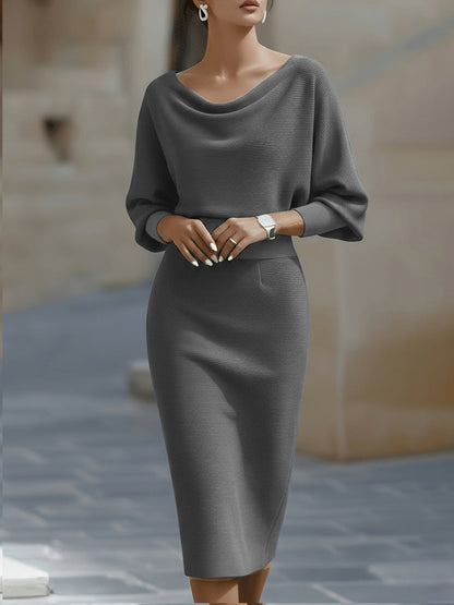 Dames Gedrapeerde Midi Jurk Elegant