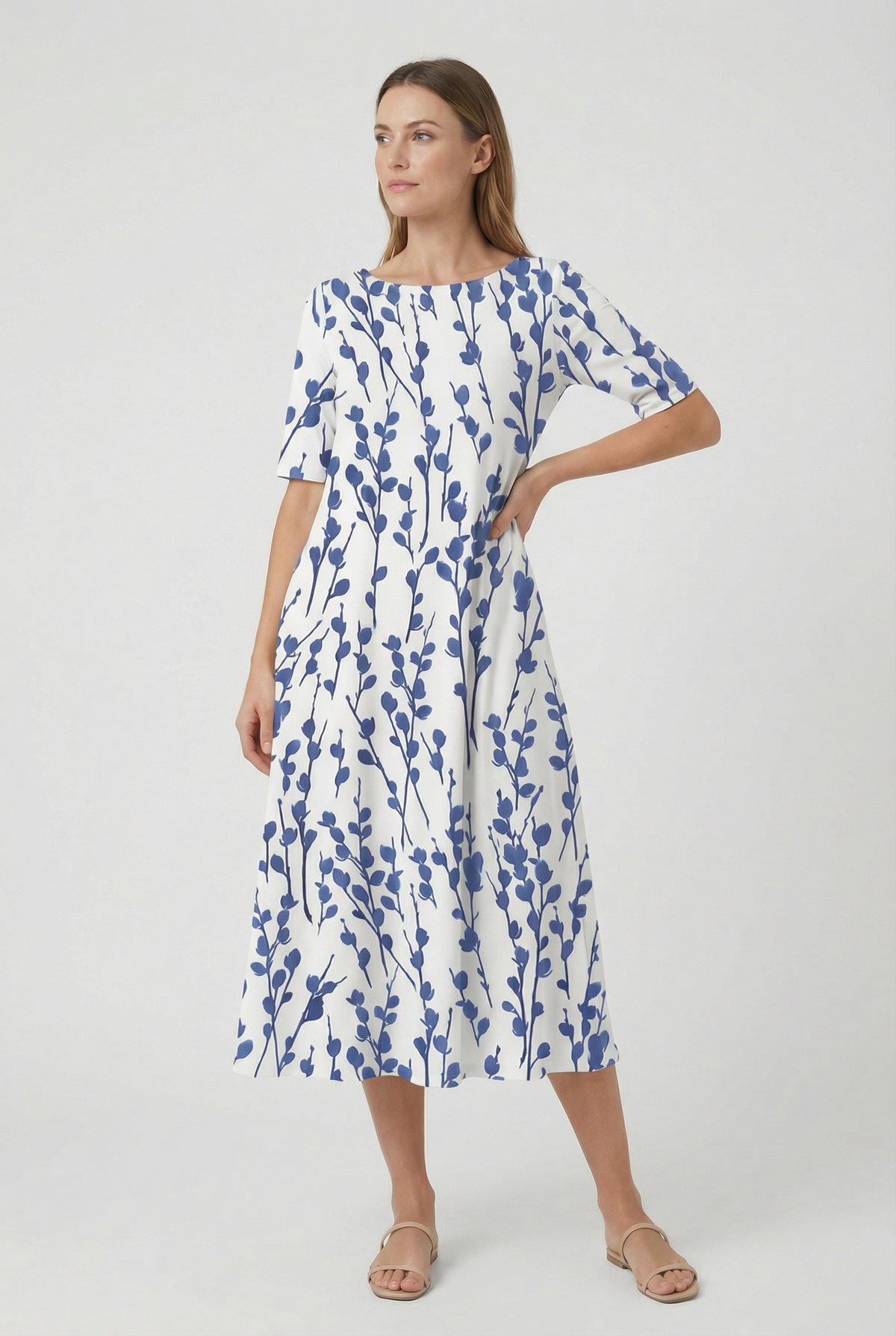 Dames Bloemenprint Zomer Midi Jurk