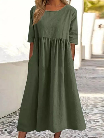 Dames Lente Midi Jurk Stijlvol