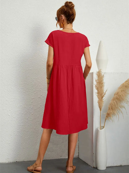 Dames Casual Midi Jurk met Zijzakken
