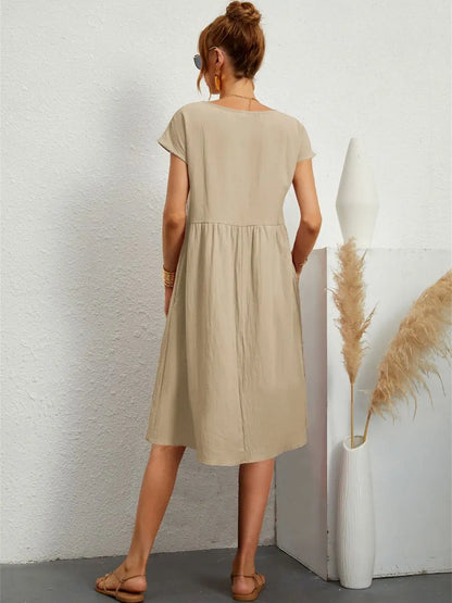 Dames Casual Midi Jurk met Zijzakken