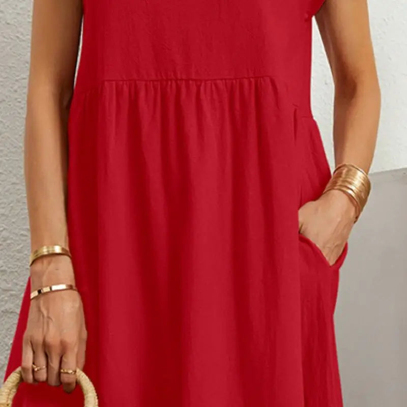 Dames Midi Jurk met Zakken