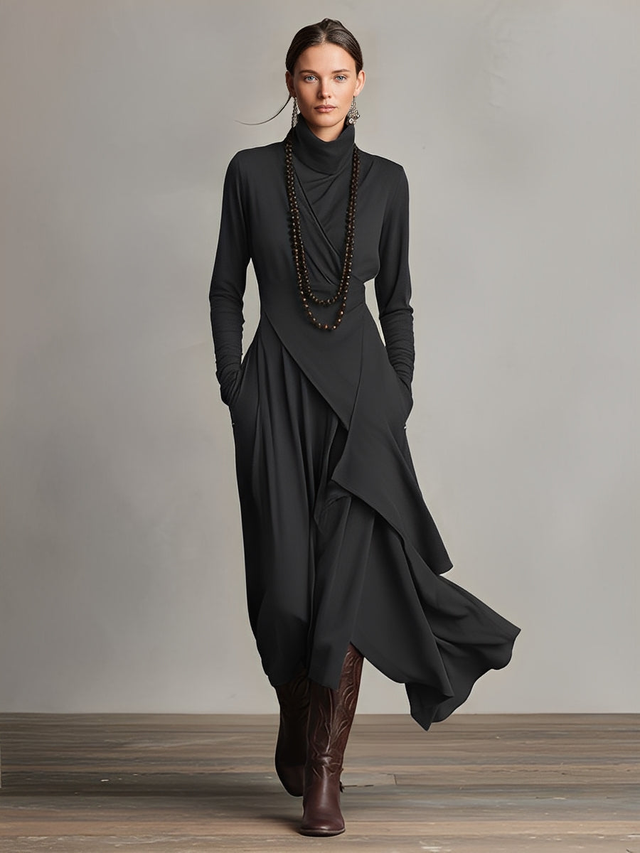 Dames Asymmetrische Gebreide Maxi Jurk