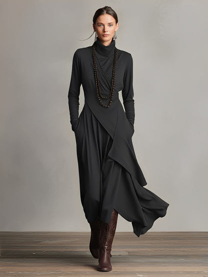 Dames Asymmetrische Gebreide Maxi Jurk