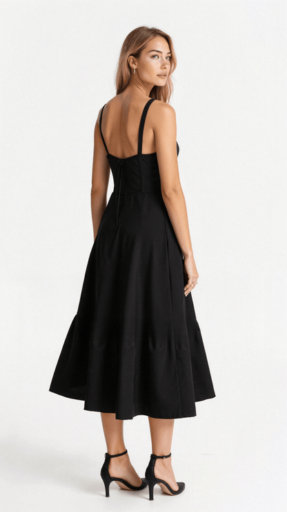 Dames Bustier Midi Jurk met Split