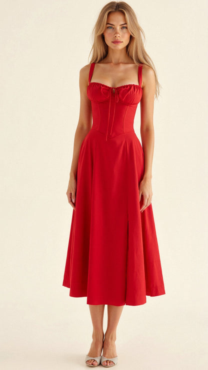Dames Bustier Midi Jurk met Split