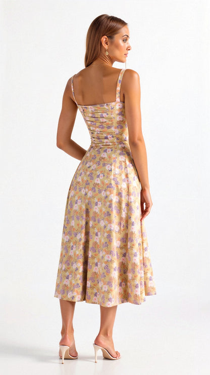 Dames Bustier Midi Jurk met Split