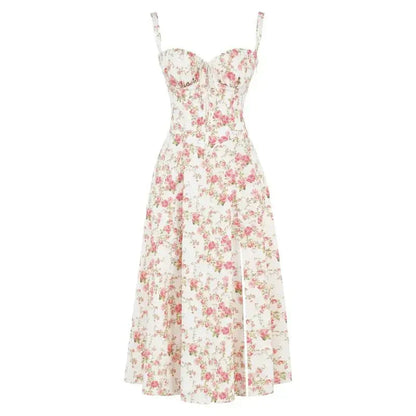 Dames Bustier Midi Jurk met Split