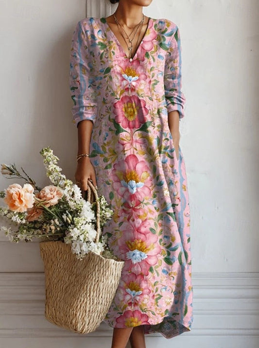 Dames Bohemian Comfort Midi Jurk Marktstijl