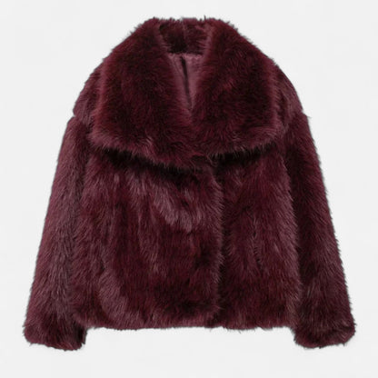 Dames Bordeaux Winterjas Klassieke Stijl
