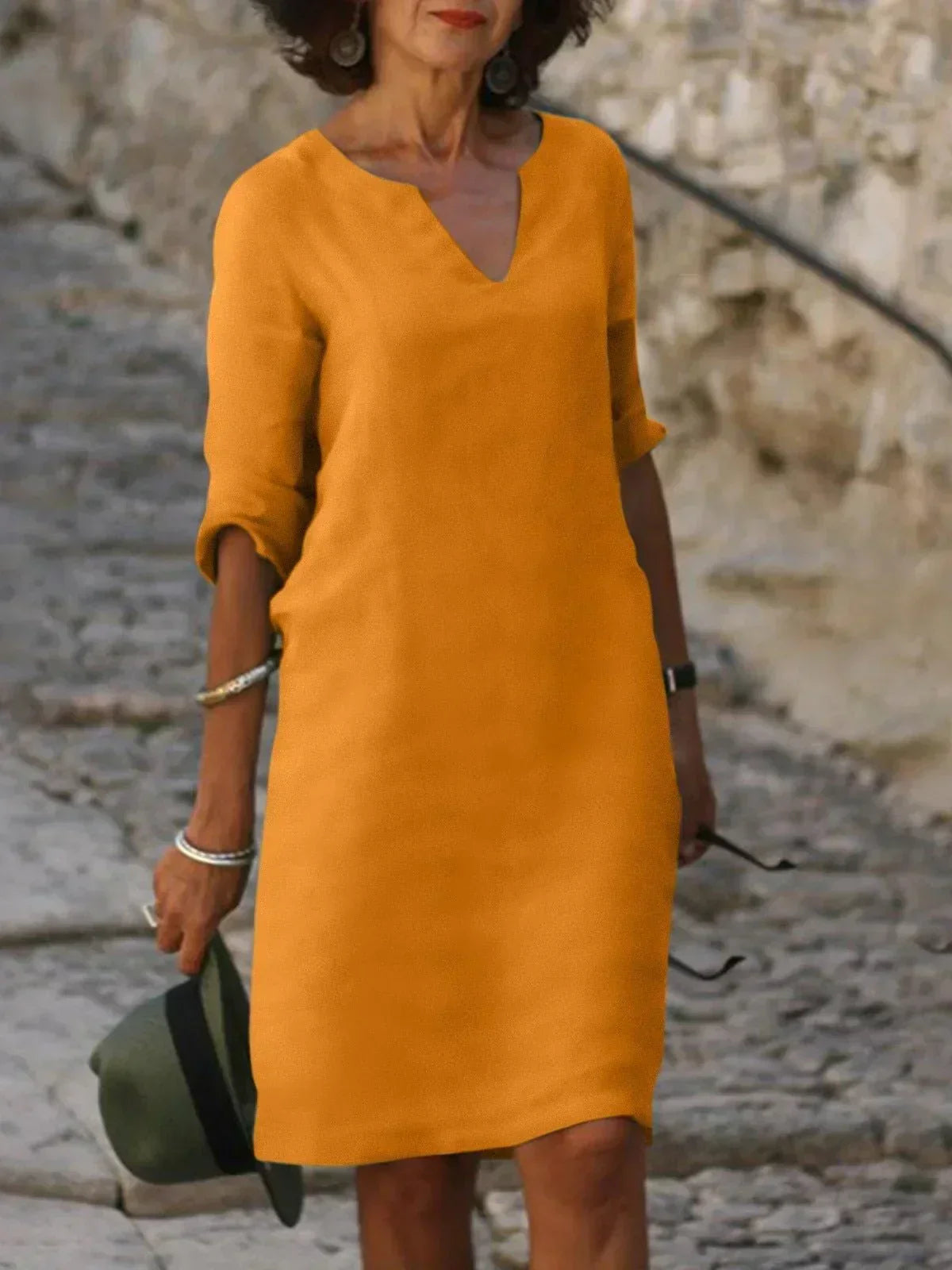 Dames Minimalistische Mini Jurk Driekwart Mouwen