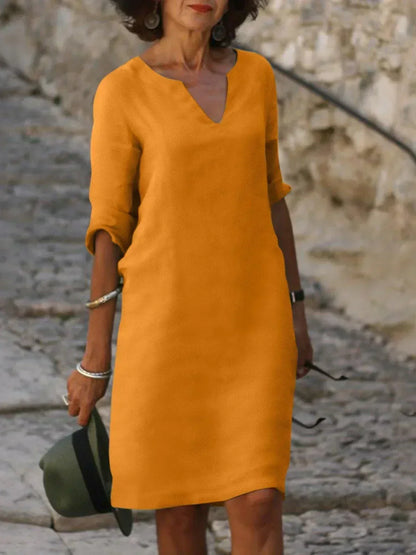 Dames Minimalistische Mini Jurk Driekwart Mouwen