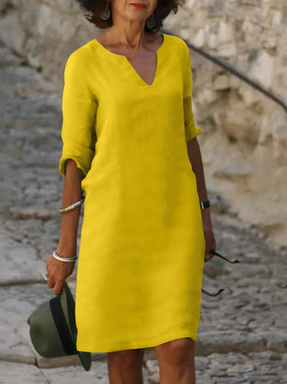 Dames Minimalistische Mini Jurk Driekwart Mouwen