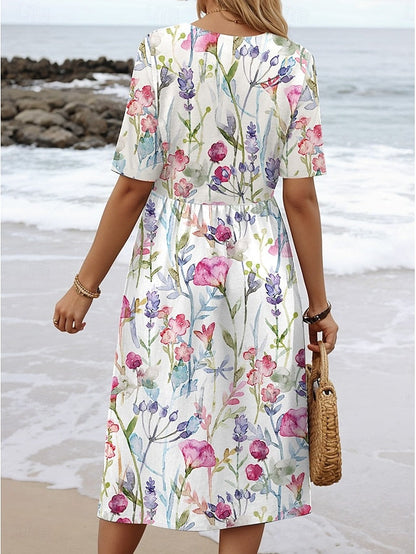 Dames Luchtige Midi Jurk Bloemenprint