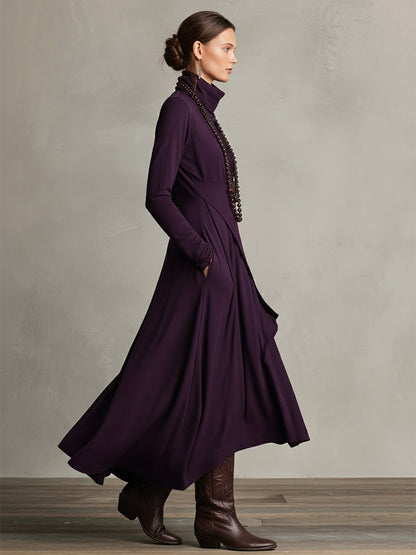 Dames Asymmetrische Gebreide Maxi Jurk