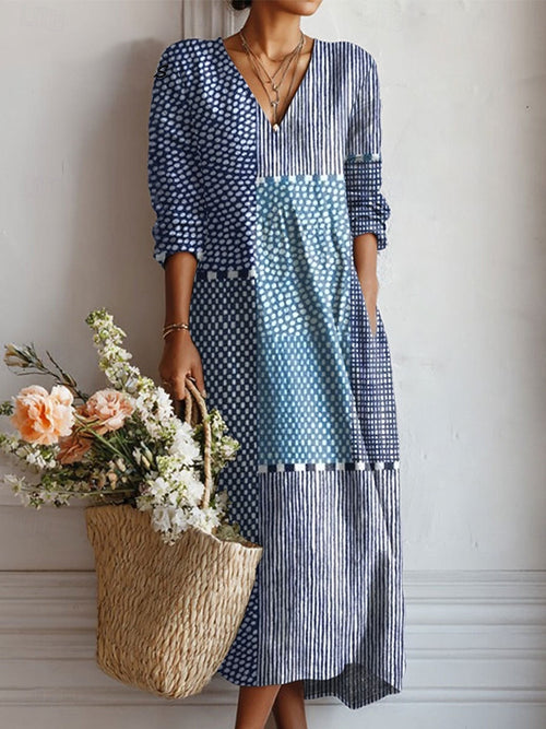 Dames Comfort Midi Jurk Oceaan Kleuren