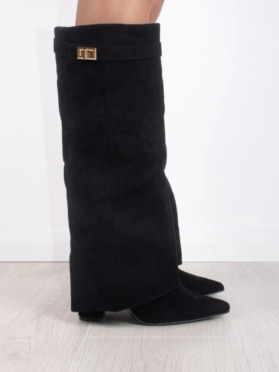 Dames Suède Boots met Gouden Details