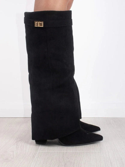 Dames Suède Boots met Gouden Details