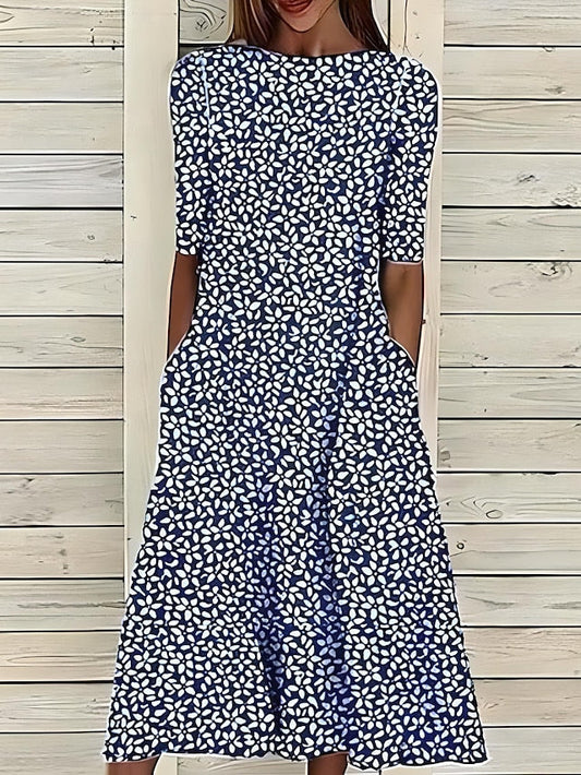 Dames Coastal Midi Jurk Bloemenprint
